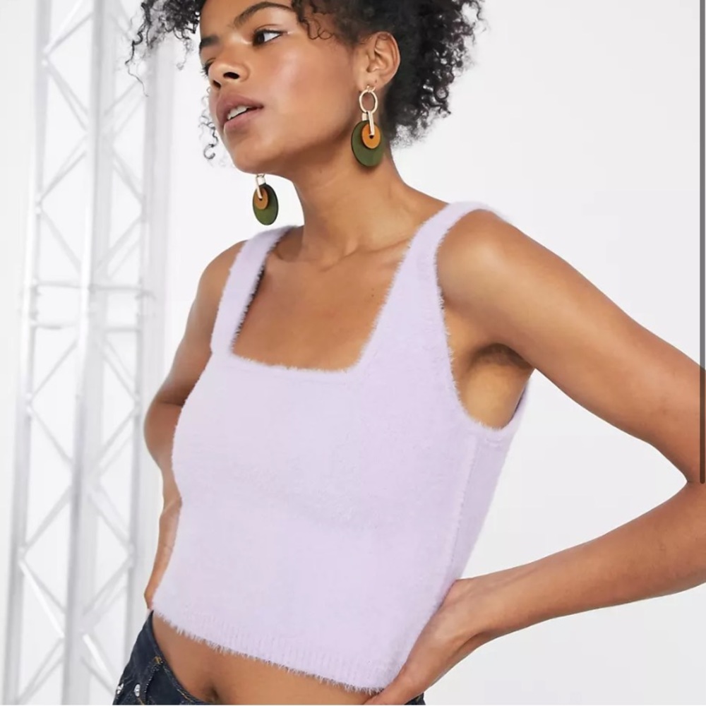 & Other Stories fluffy twinset knitted tank top in lilac